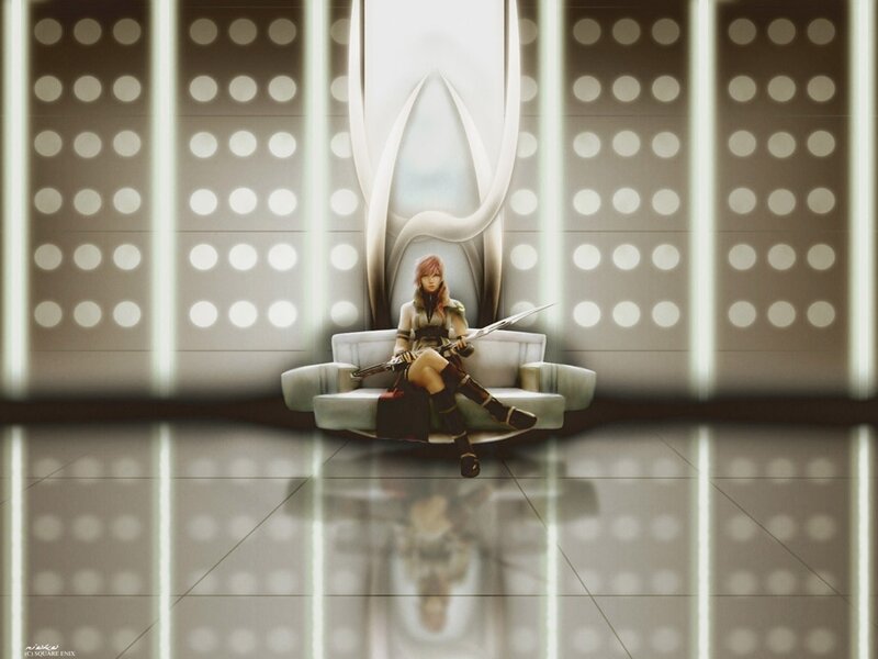 Character on a futuristic sofa