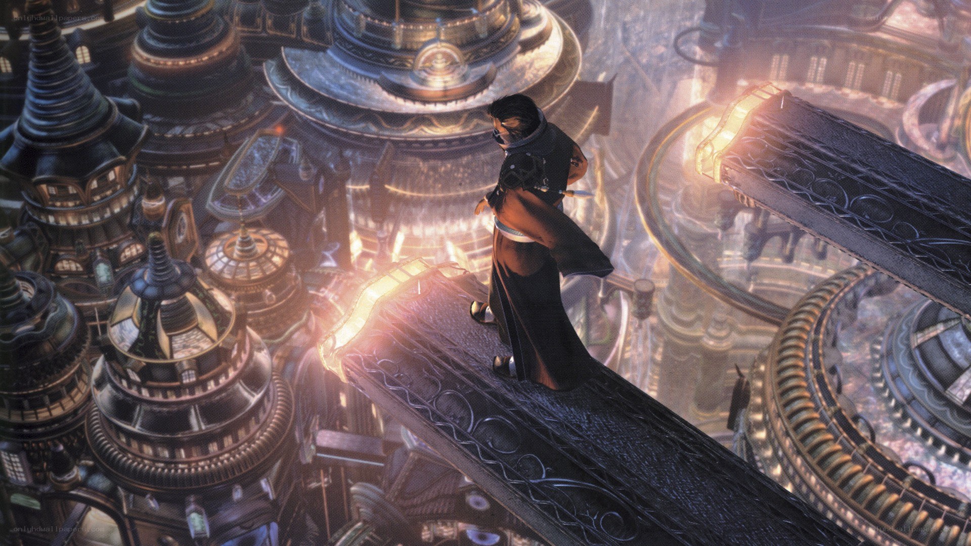 character on a futuristic structure
