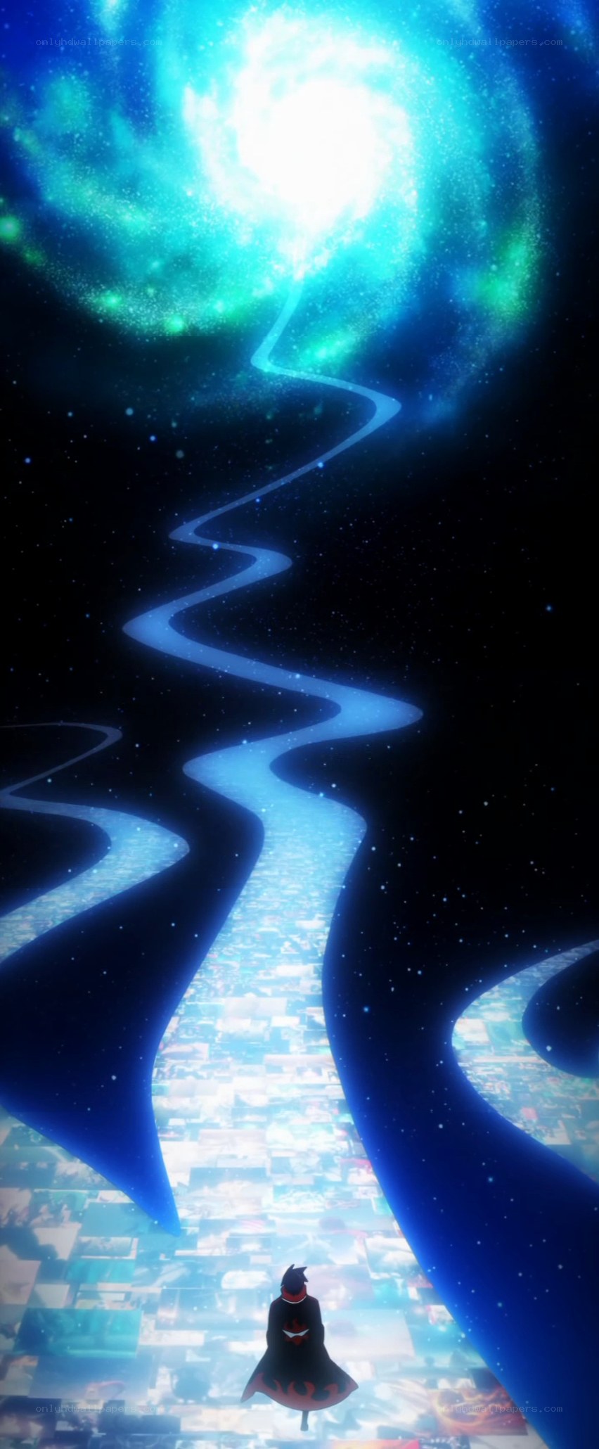 character on a glowing path