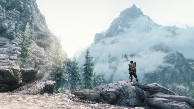 character on a mountain peak