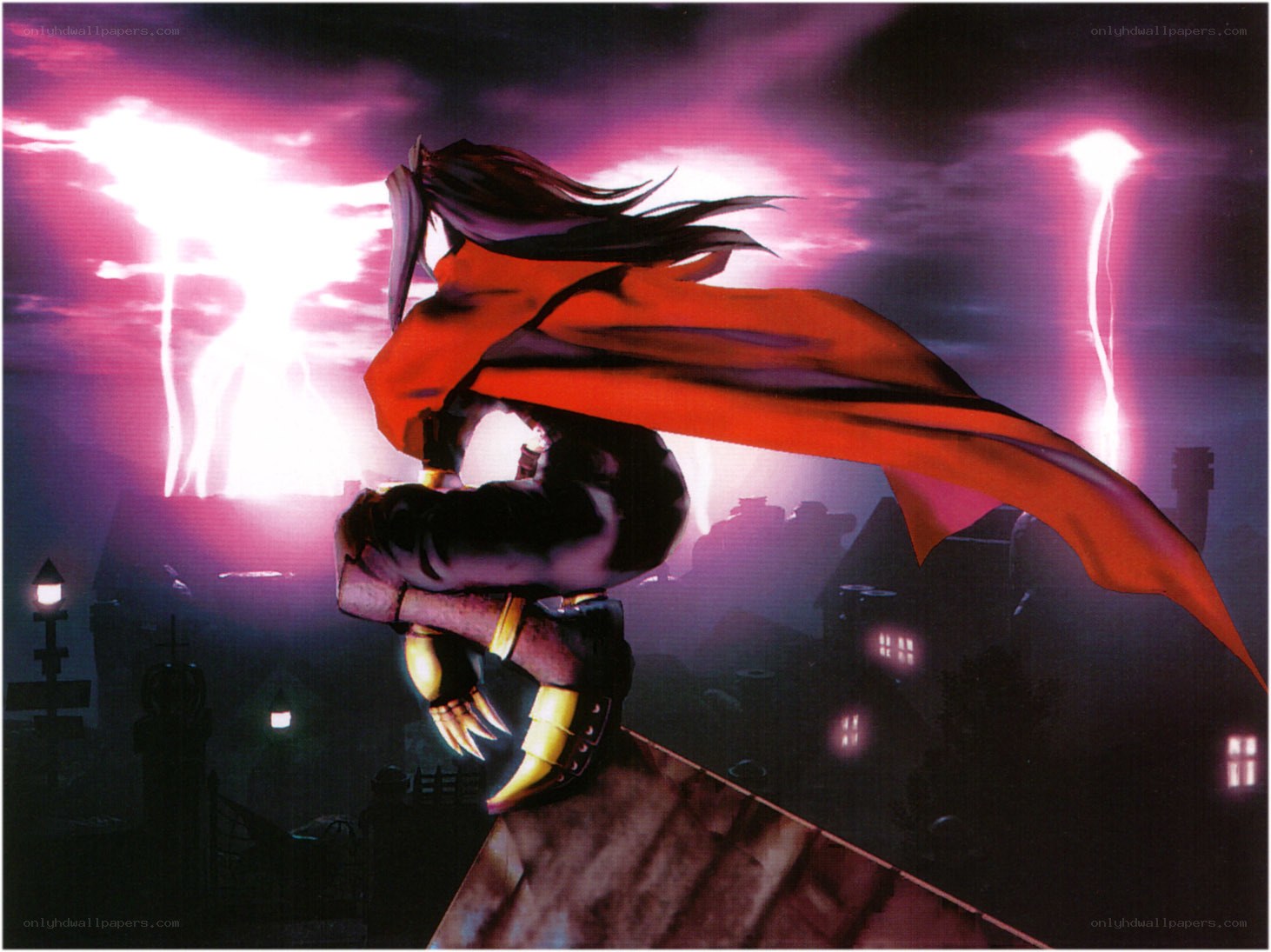 Character on a rooftop at night