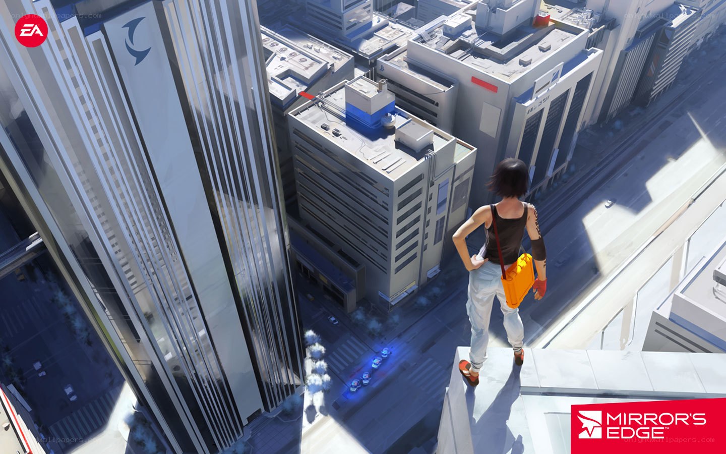 Character on a rooftop in Mirror's Edge