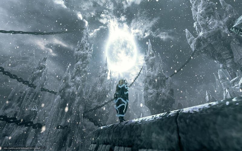 Character on a snowy bridge