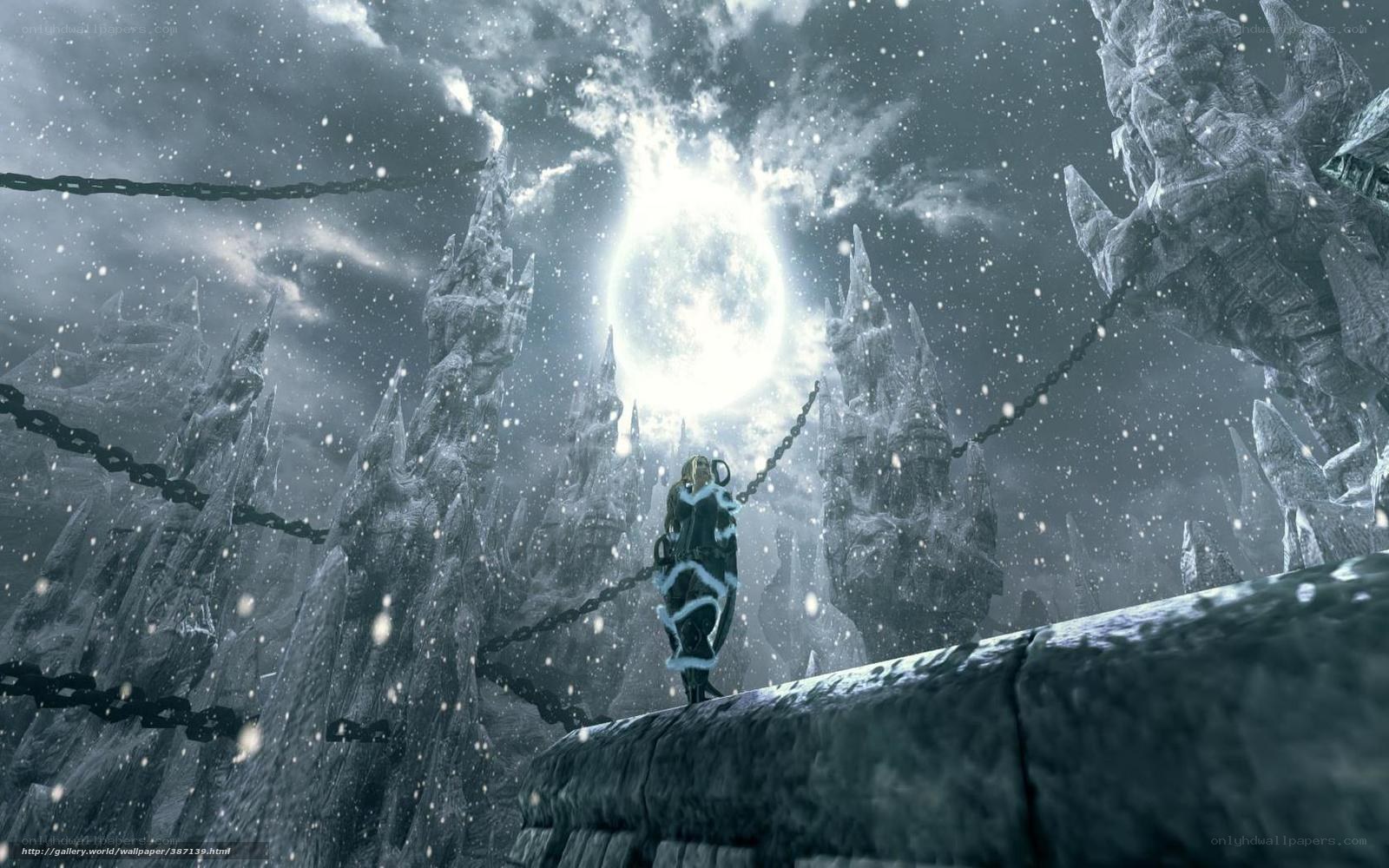 Character on a snowy bridge