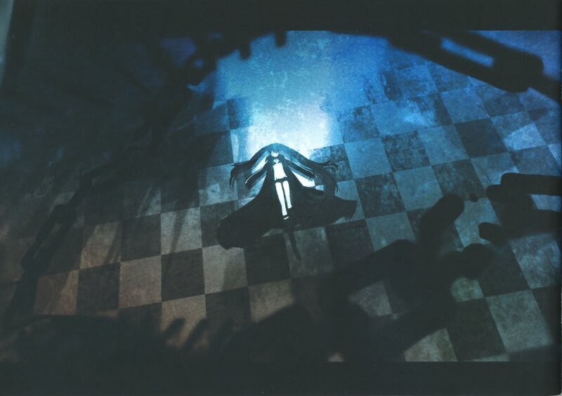 character on checkered floor
