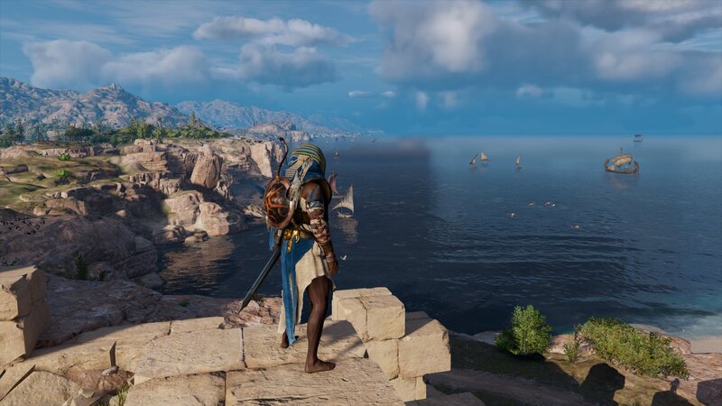 Character on Cliff Edge — Blue, Serene