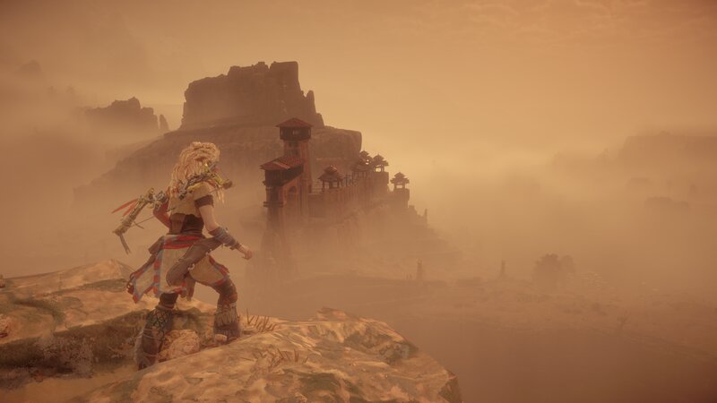 Character on Cliff Edge — Orange, Atmospheric