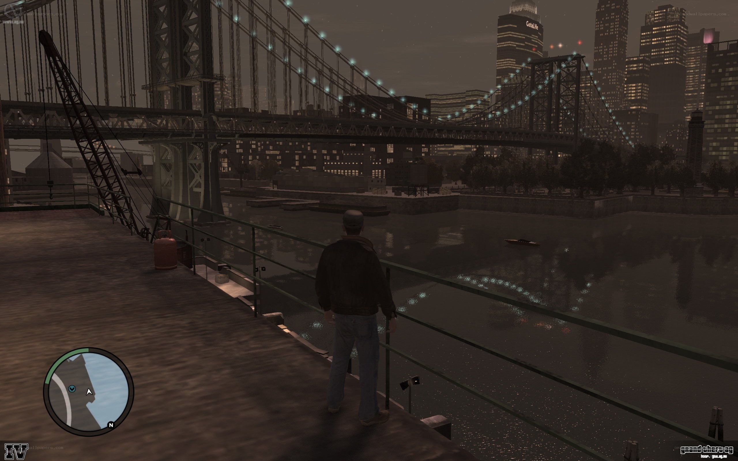 character on dock at night