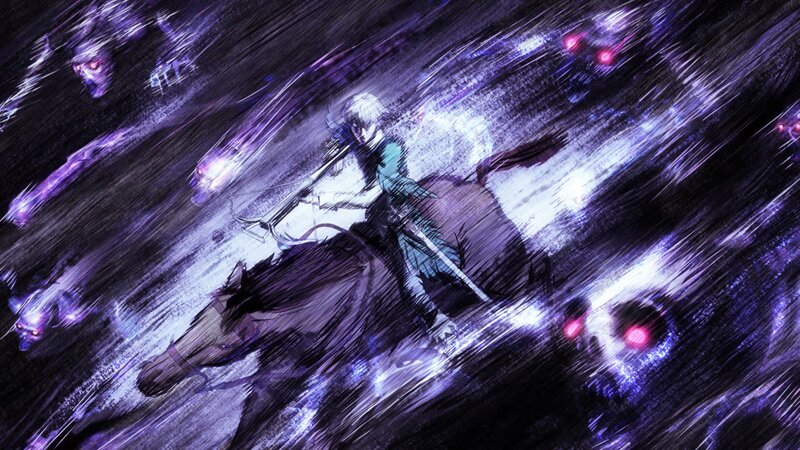 Character on Horseback — Purple