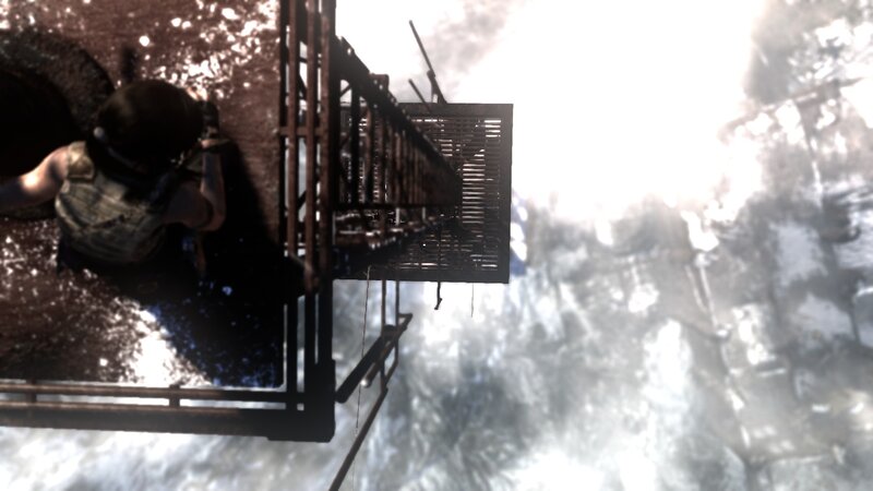 character on metal platform
