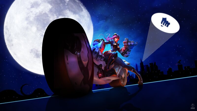 Character on Motorcycle — Blue, Dramatic, Night, Digital Art