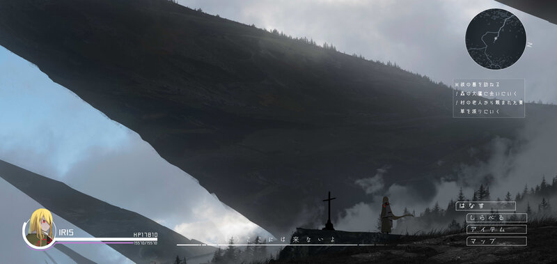 Character on Mountain Peak — Gray