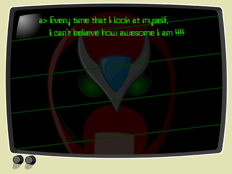 character on old TV screen
