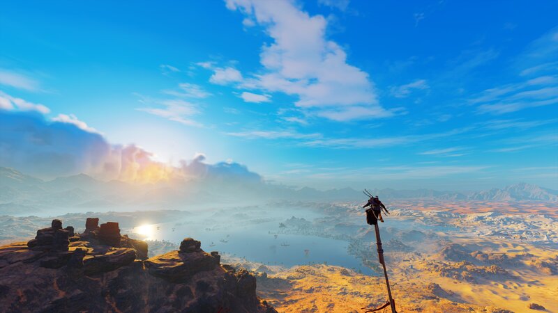 Character on Pole Overlooking Landscape