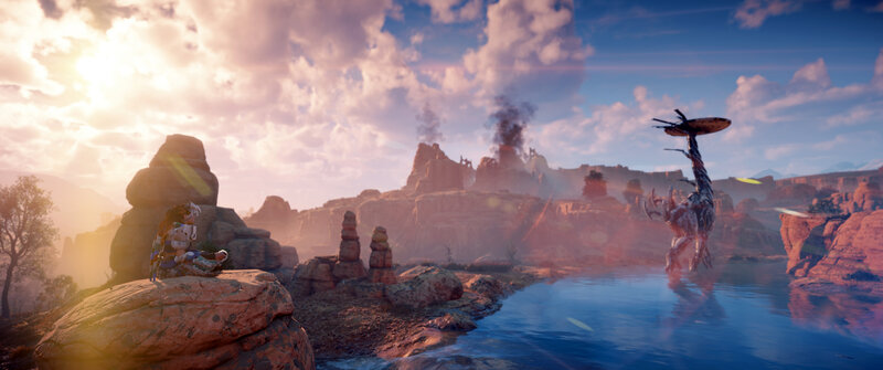 Character on Rock by Water