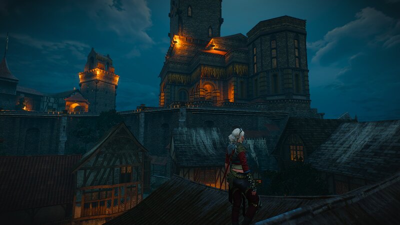 Character on Rooftop — Blue, Dramatic, Night