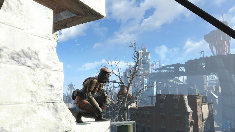 Character on Rooftop — Blue