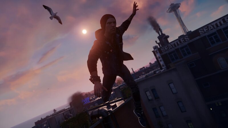 Character on Rooftop — Purple, Dramatic