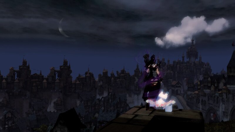 Character on Rooftop — Purple