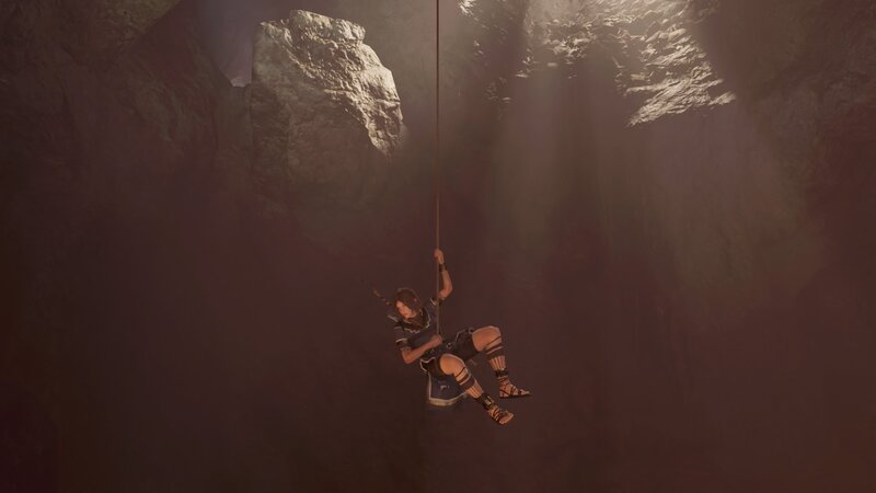 Character on Rope in Cave