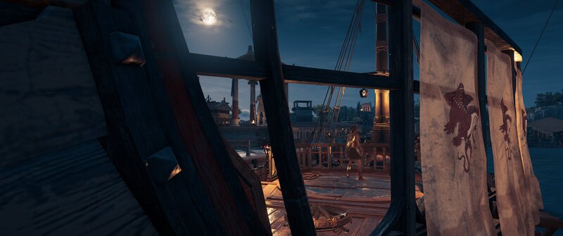 Character on Ship Deck — Blue