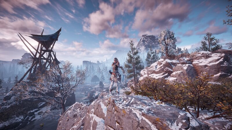 Character on Snowy Cliff — Blue