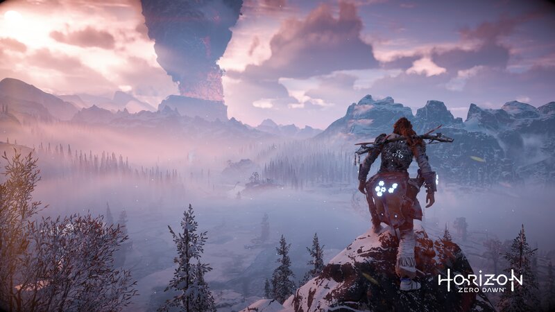 Character on Snowy Cliff — Purple