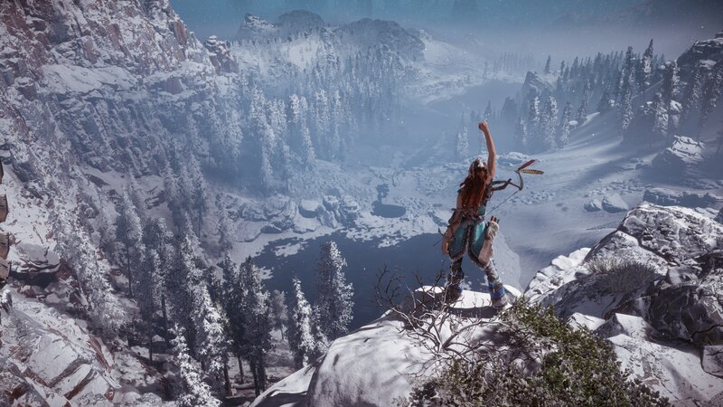 Character on Snowy Cliff — White
