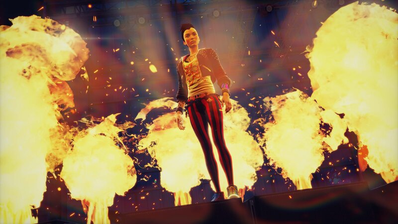 Character on Stage with Explosions