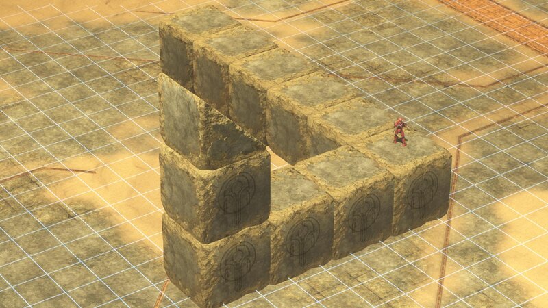 character on stone blocks