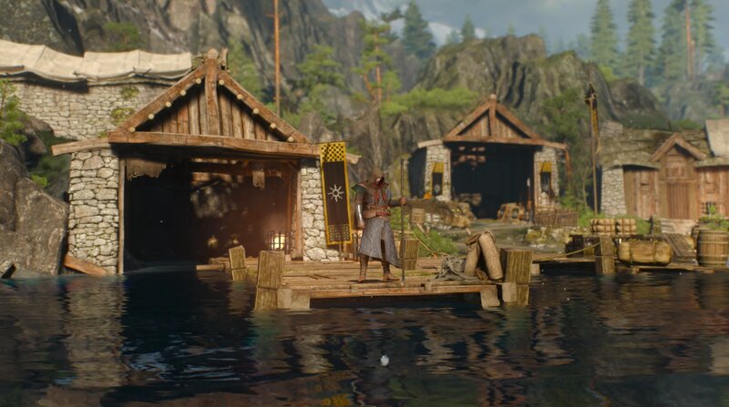 Character on Wooden Dock — Brown, Serene