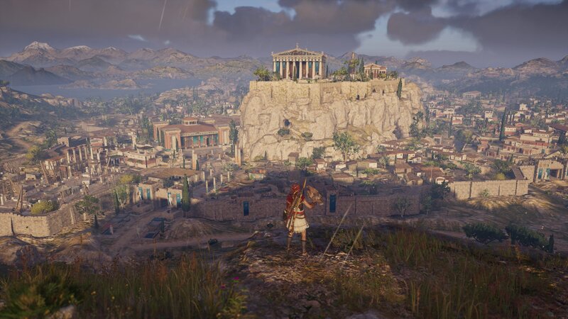 Character Overlooking City — Brown, Dramatic, Afternoon, 3d Render