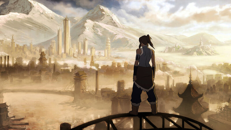 Character Overlooking City — Brown, Dramatic