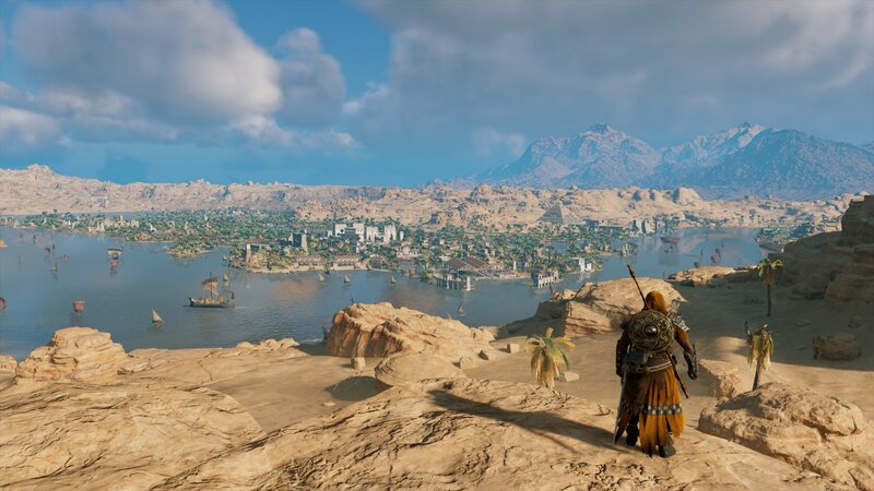 Character Overlooking City — Brown, Serene, Afternoon, 3d Render