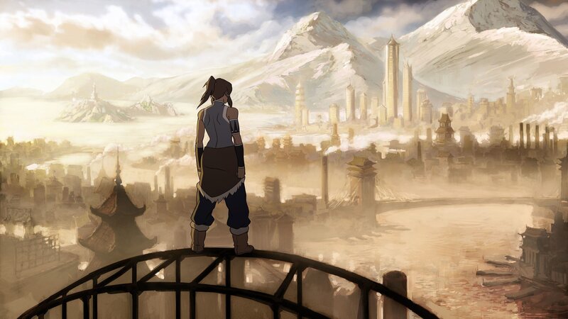 Character Overlooking City