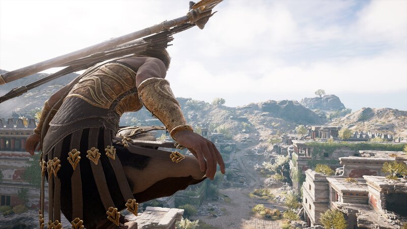 Character Overlooking Ruins — Brown