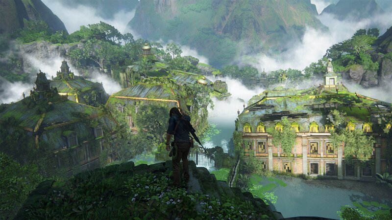 Character Overlooking Ruins