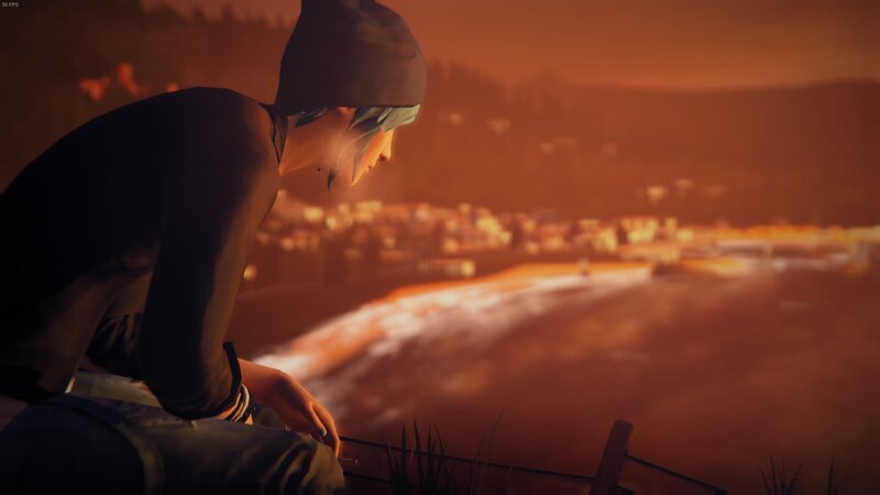 Character Overlooking Town