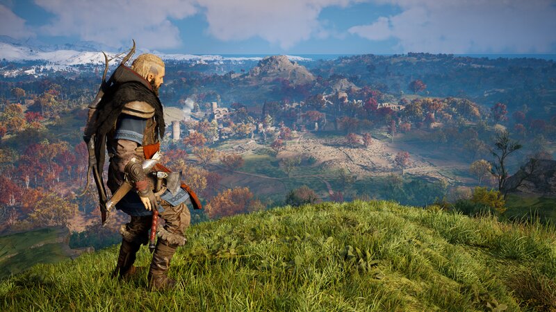 Character Overlooking Valley — Green, Serene