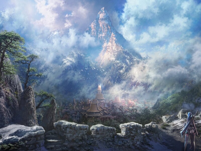 Character Overlooking Village