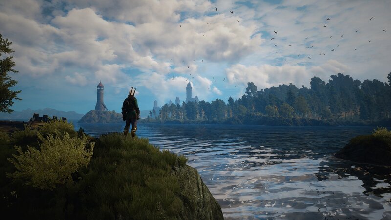 Character Overlooking Water
