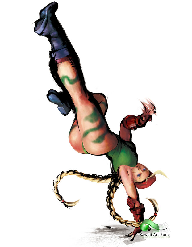 character performing acrobatic kick