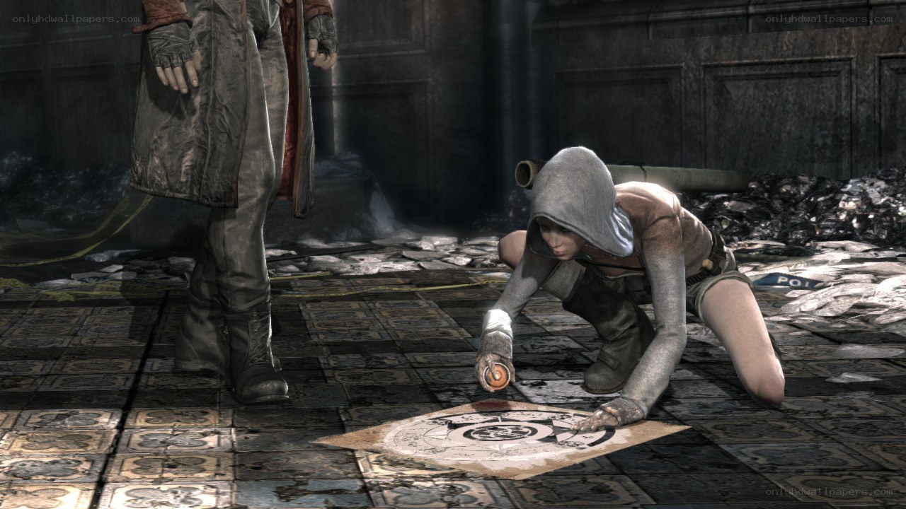 character placing a symbol on floor