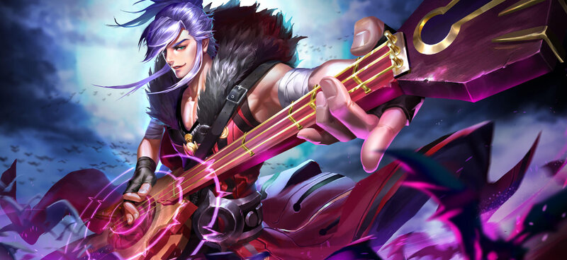 Character Playing Guitar — Purple, Dramatic