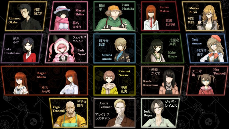 Character Portraits Grid — Black, Dramatic, Anime, Anime Characters, Text Labels, Mechanical Background