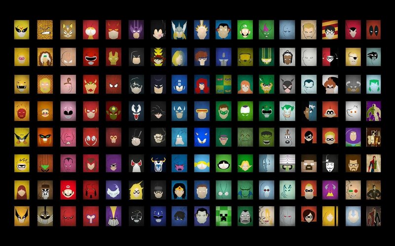 Character Portraits Grid — Black, Neutral