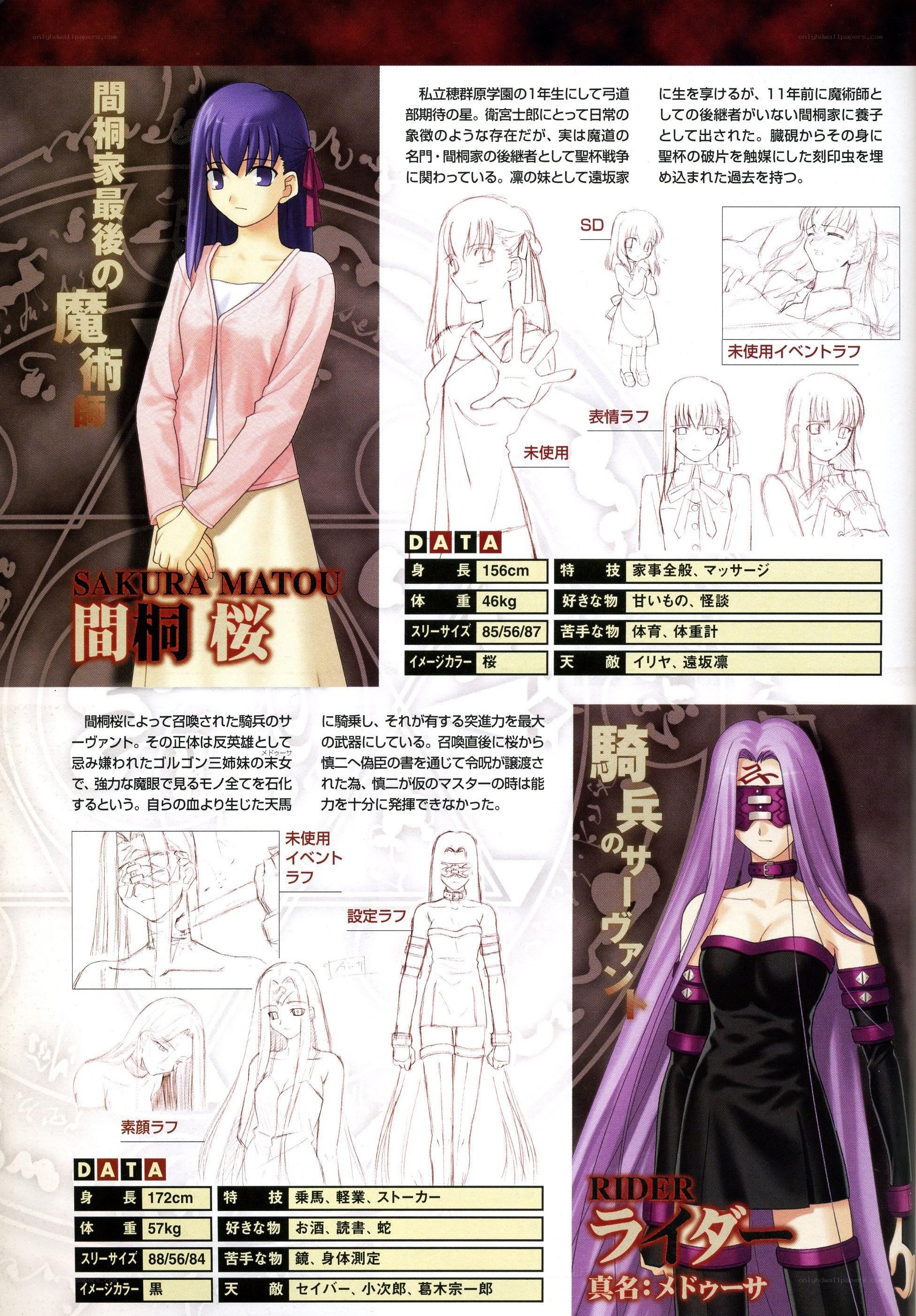 Character profile sheet for Sakura Matou