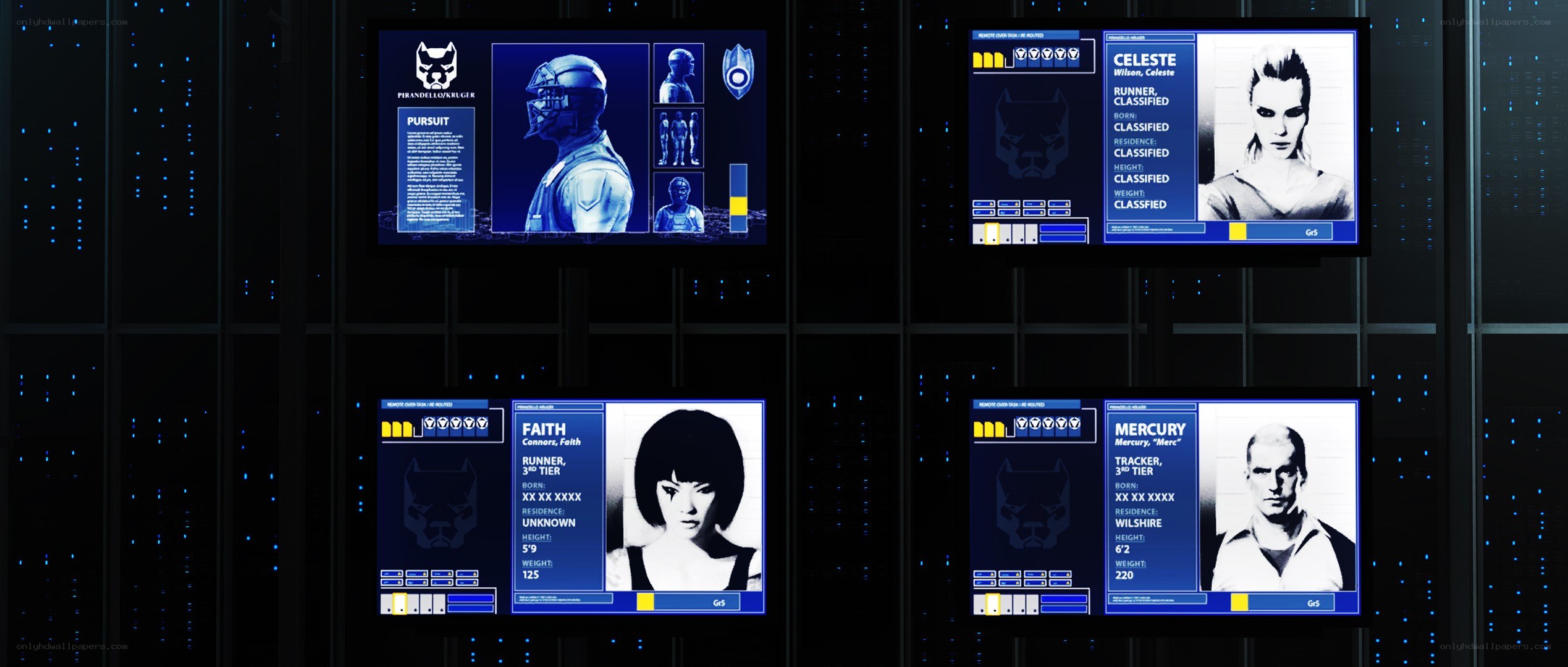 character profiles in a digital interface