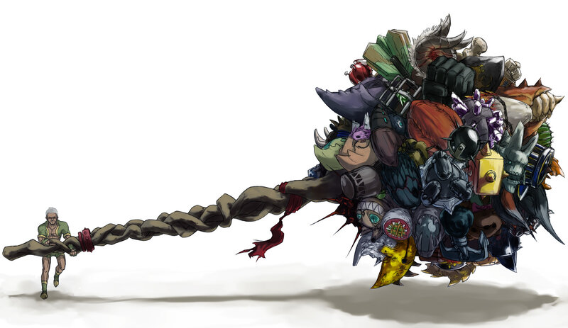 character pulling massive load