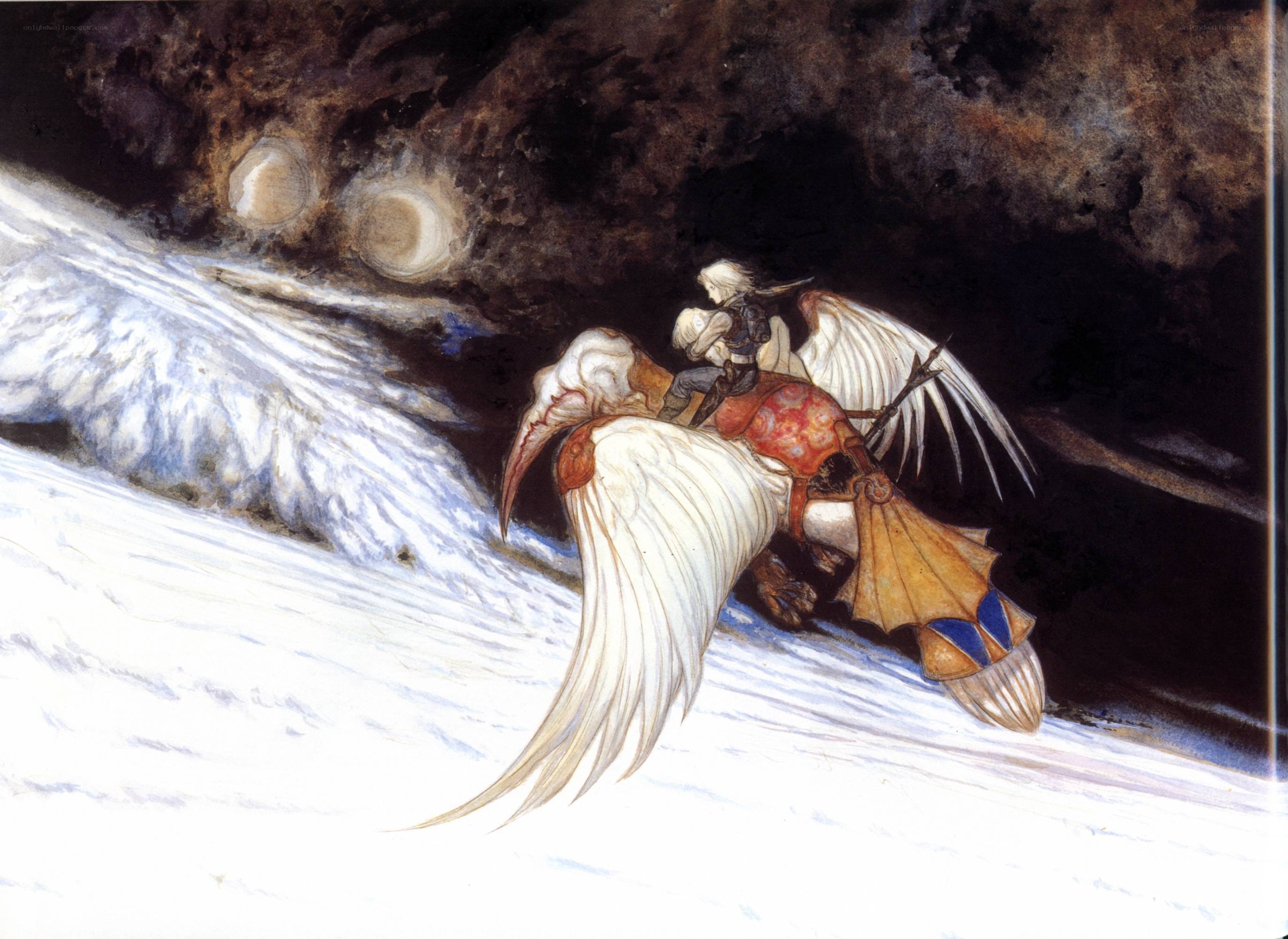Character riding a winged creature